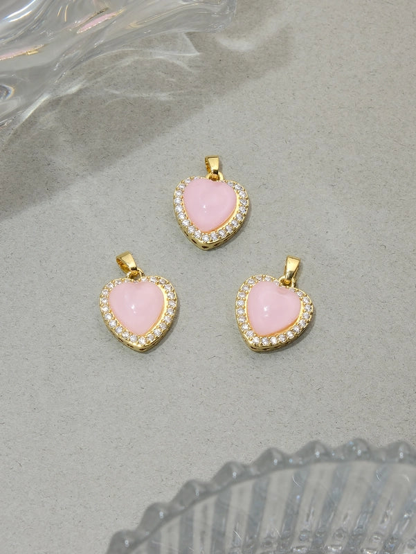 1 PCS/Package Synthetic Resin Copper Resin Zircon 18K Gold Plated Heart Shape Jewelry Accessories Pendant