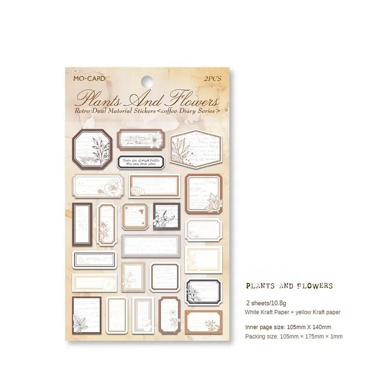 Journalsay 2 Sheets Coffee Diary Series Vintage Border Waste Sticker 