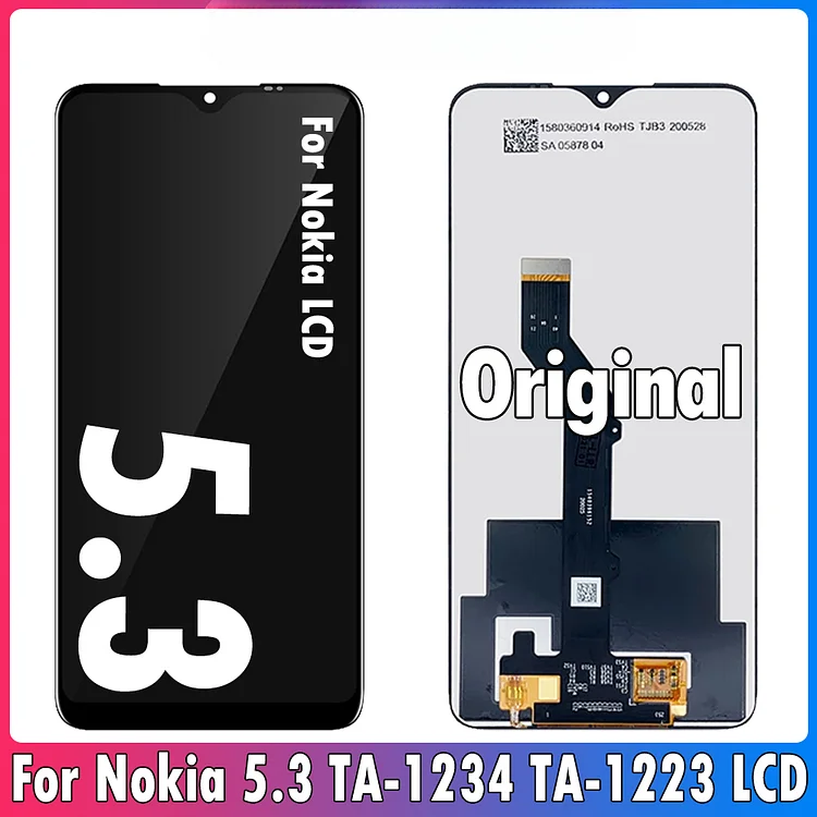 6.55" Original For Nokia 5.3 LCD Display Touch Screen Digitizer Assembly For TA-1234 TA-1223 TA-1227 TA-1229 LCD Replacement