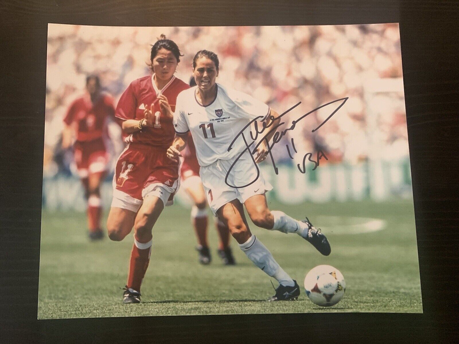 JULIE FOUDY Signed 8x10 Photo Poster painting TEAM USA SOCCER LEGEND AUTOGRAPHED