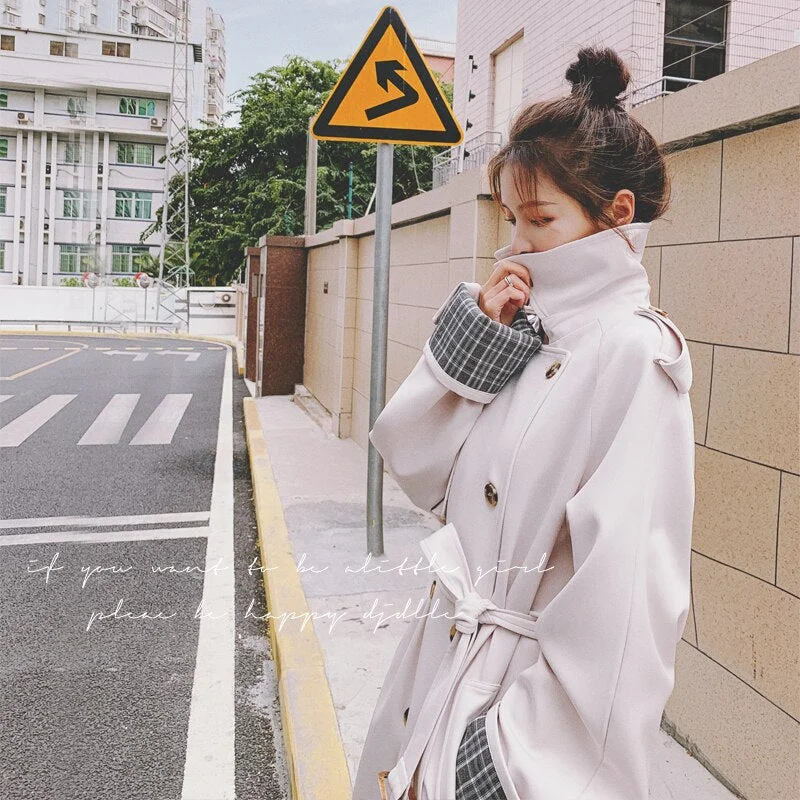 Brand New Fashion Women Trench Coat Double-Breasted Long Beige Duster Coat for Lady Outerwear Spring Autumn Female Clothes