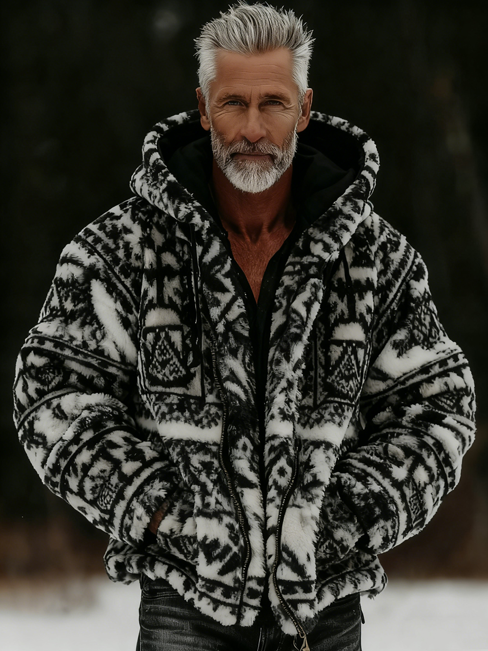 Men's Viking Tribal Celtic Pattern Art Cozy Warm Zipped Hooded Jacket elevenforest