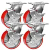 [US Local Warehouse] 5 Inch Caster Wheels Total Capacity 4000 Lbs Heavy Duty Casters with Brake Plate Casters for Trolleys Transport Materials Toolboxes