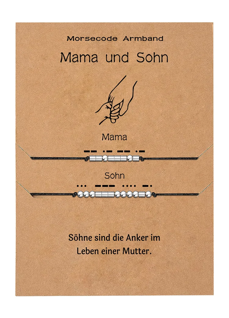 Kettenmachen Familie Morsecode Armbänder Set-Mama & Sohn-Geschenk mit Nachrichtenkarte