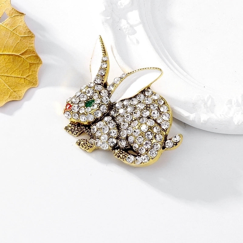 Minimalist Rabbit Alloy Inlay Rhinestones Unisex Brooches