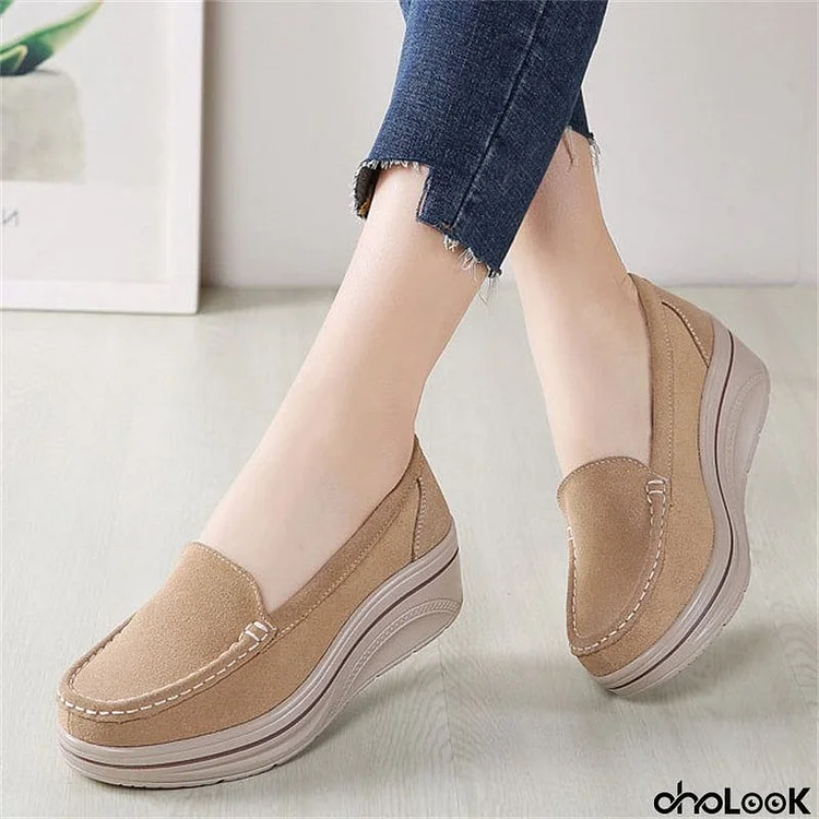 Women's Retro Wedge Heels Autumn Slip-on Loafers