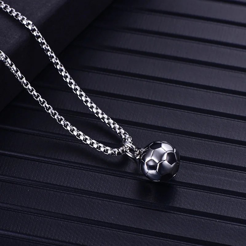 Fashion Titanium Steel World Football Pendant Necklace