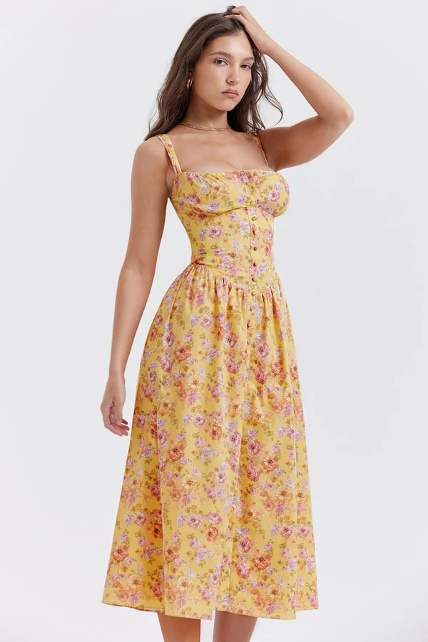 BUTTER PRINT MIDI SUNDRESS
