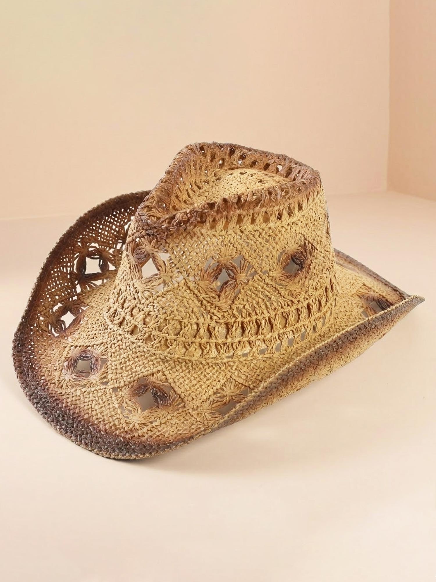 Boho Chic Distressed Ombre Woven Fedora, Women's Festival Western Accessory