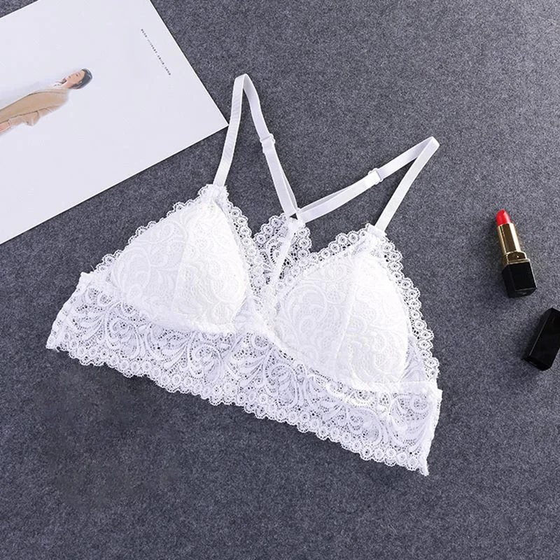 Bra Wireless Bras for Women Lingerie BH Lace Sexy Bralette Push Up Bra Plus Size Y-line Straps Backless Lace Bras Large Size