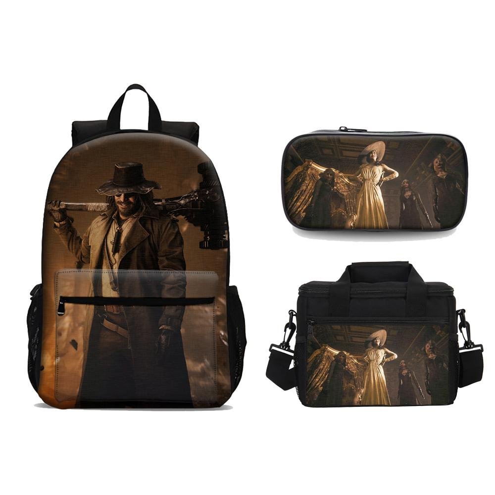 Resident Evil Village Backpack Set Pencil Case Lunch Bag 3 in 1 for Students