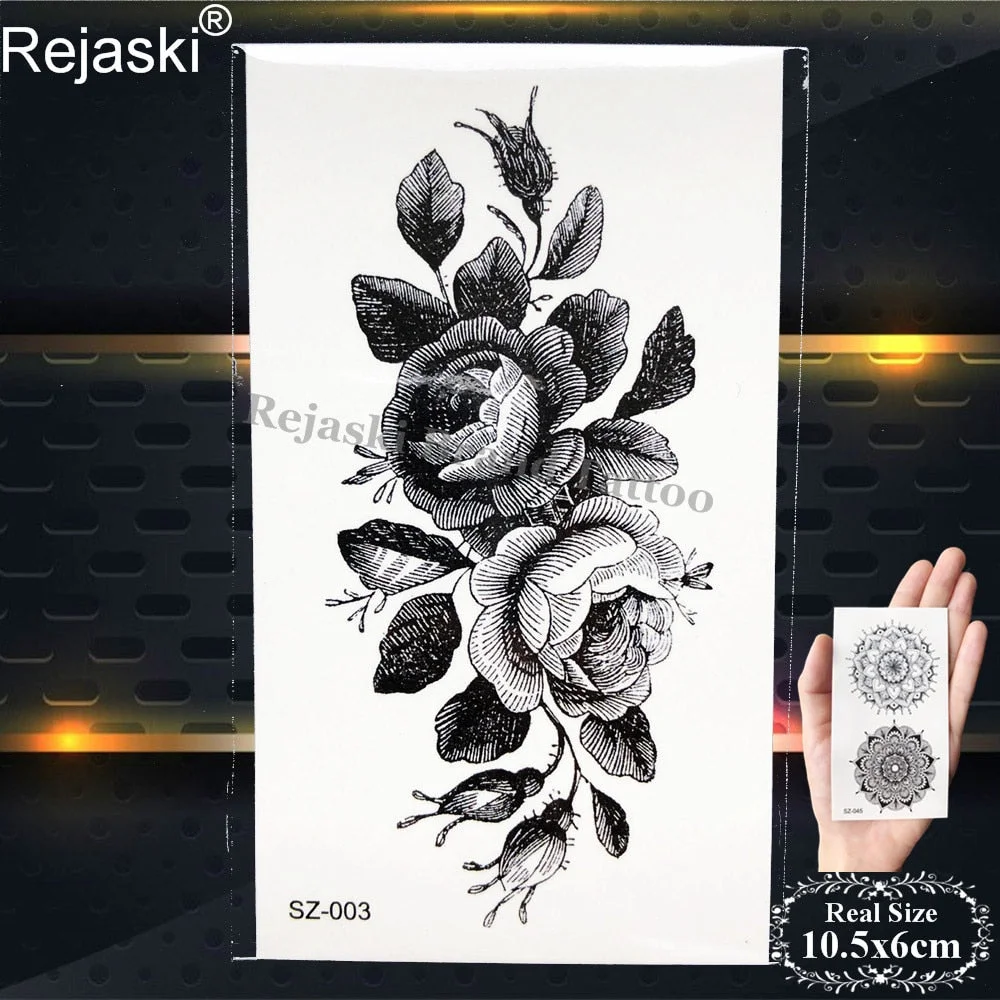 Labrador Dog Temporary Tattoo Stickers Women Body Arm Leaf Black Fake Tatoo Men Kids Waterproof 3D Tattoo Golden Retriever