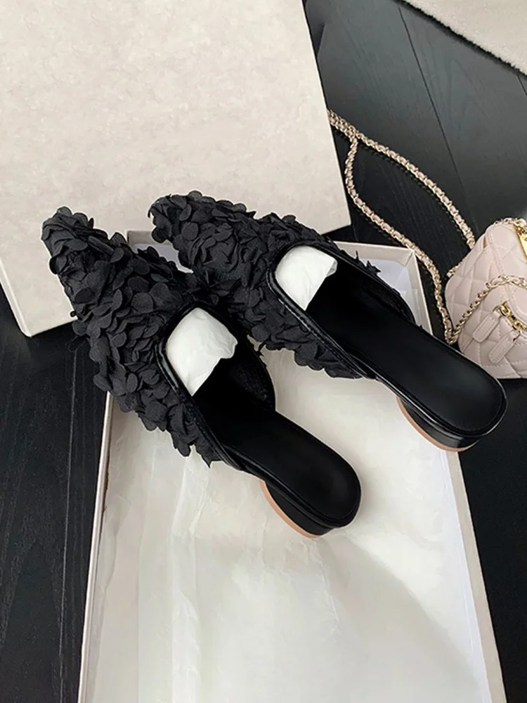 Churchf Churchf Flowers Low With Baotou Lazy Half Slippers Shoes Outside The New Summer 2023 Personality Slippers Women