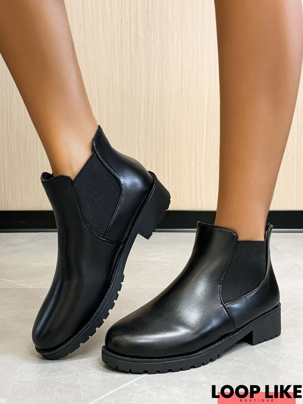 Simple Split Joint Lycra Slip On Chelsea Booties