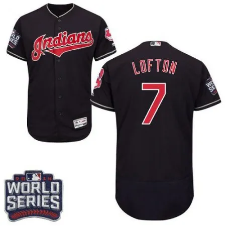 indians #7 Kenny Lofton Navy Blue Flexbase Authentic Collection 2016 World Series Bound Stitched MLB Jersey