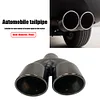 Dual Exhaust Tailpipe Muffler Tip Bolt-on Slant Cut Black Titanium (76mm)