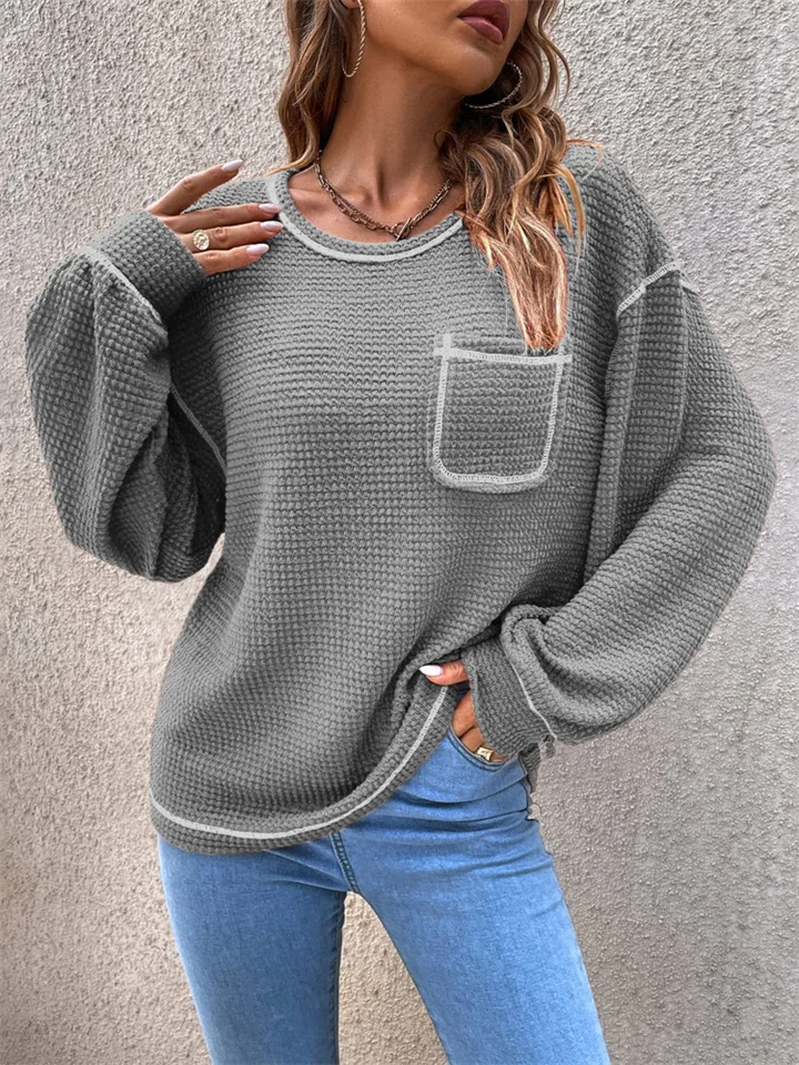 Casual Comfortable Round Neck Loose Versatile Knitting Sweater | EGEMISS