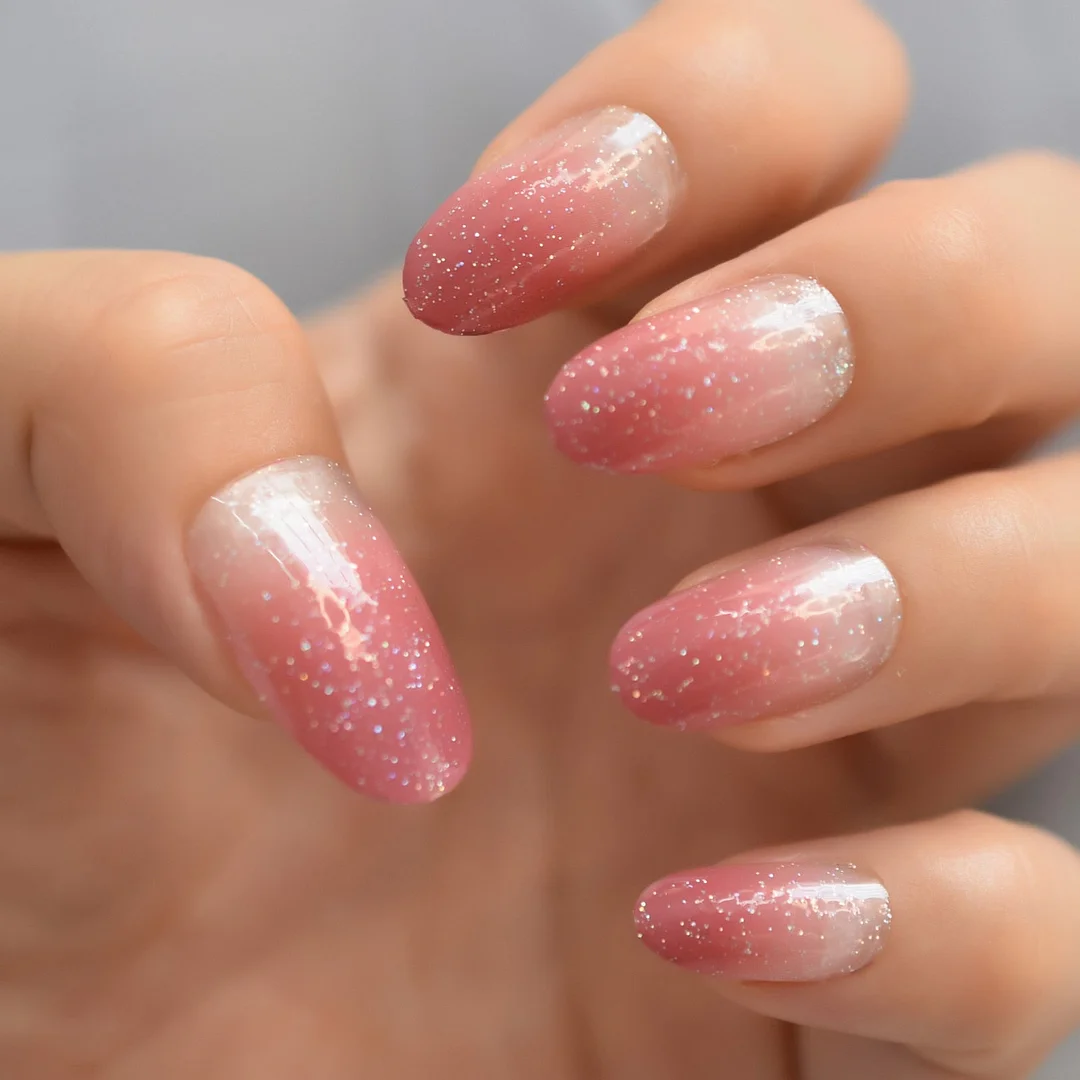 Ombre French Ballerina Fake Nail Gradeint Natural Coffin False Nails Wholesale Nails Supplier 24 Russian Shipping-Nail Inspo
