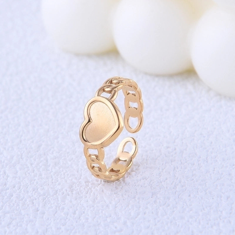 Sweet Heart Shape Titanium Steel Hollow Out Open Ring