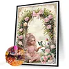 Fille de fleur-sp&eacute;cial forme diamant peinture-30 * 40cm
