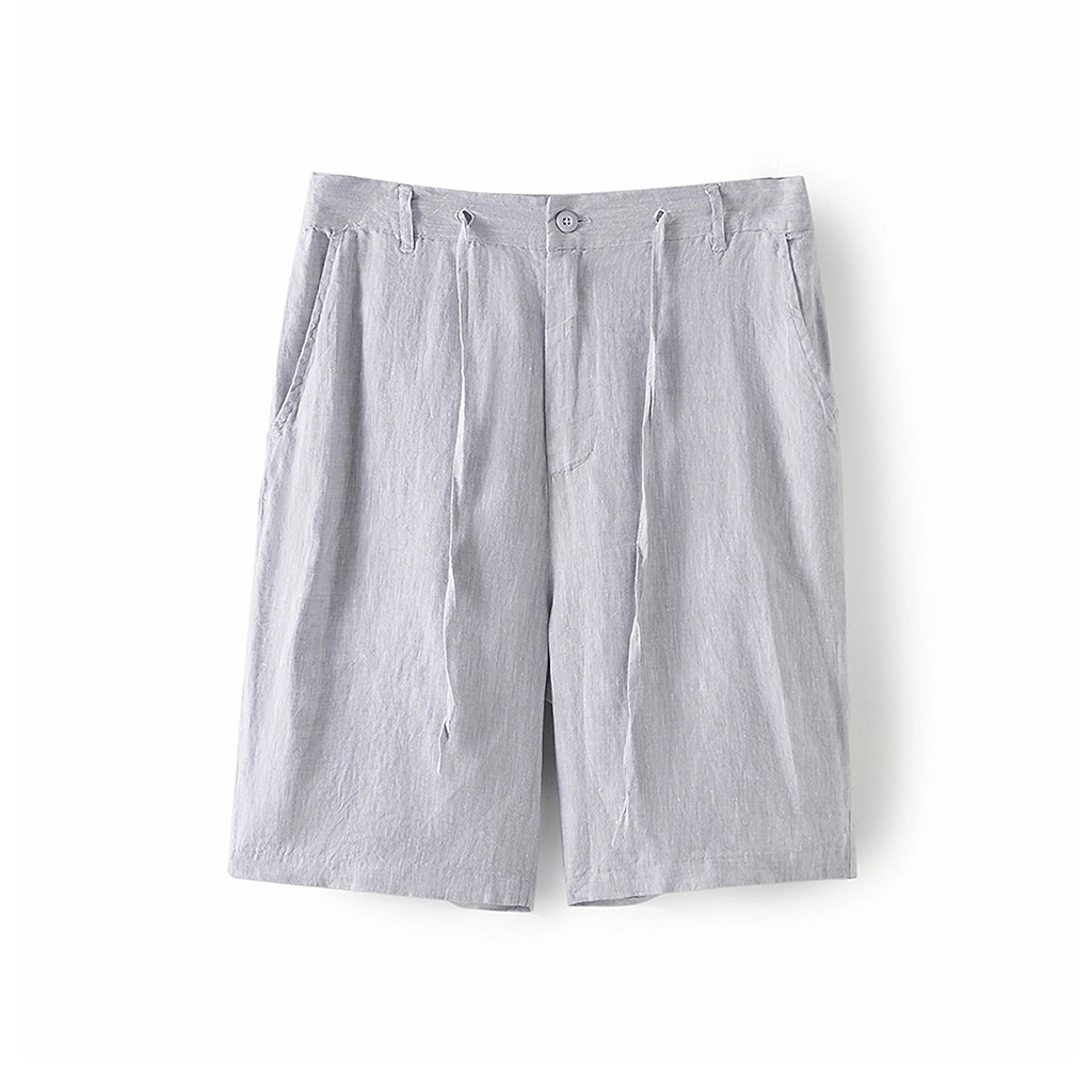Men's Linen Pants Casual Pants Elastic Waist Lace-up Loose Shorts Casual REAL SILK LIFE