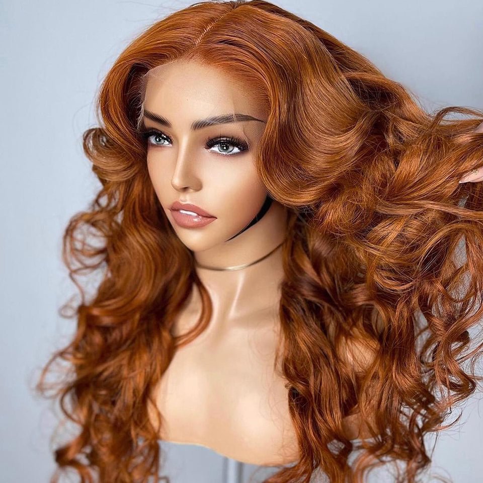 Cooper Orange Loose Wave Human Hair Hair Lace Frontal Wig