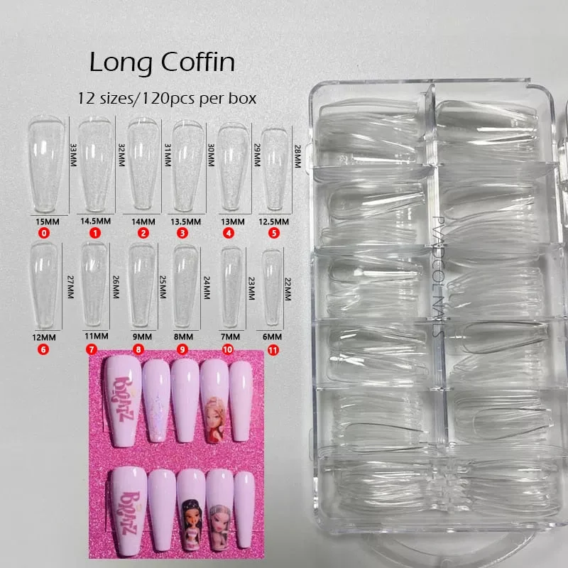 Gel Nails Extension System Full Cover Sculpted Clear Stiletto Coffin False Nail Tips 240pcs/bag-Nail Inspo