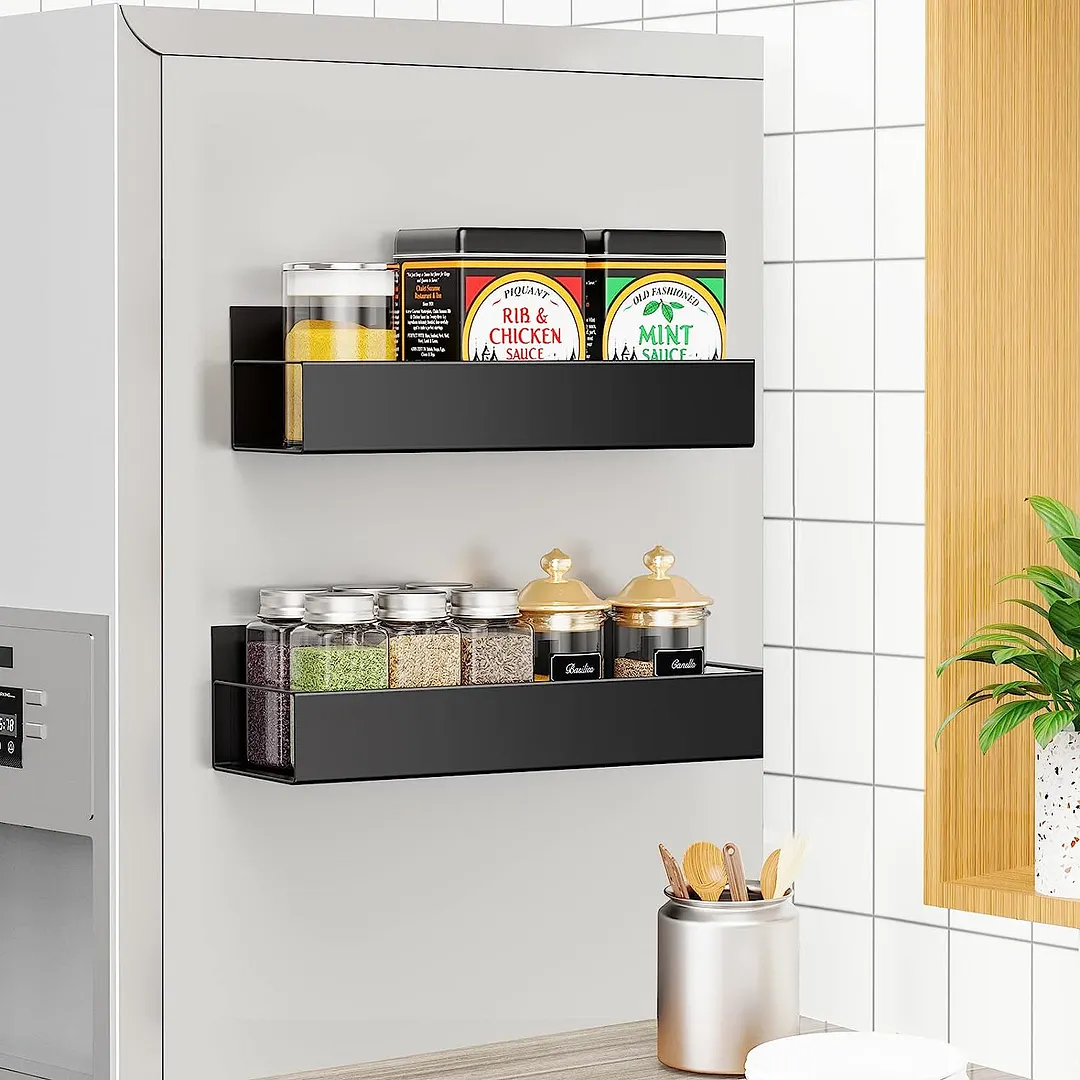 Magnetic Spice Rack Organizer, Moveable Fridge Spice Shelves