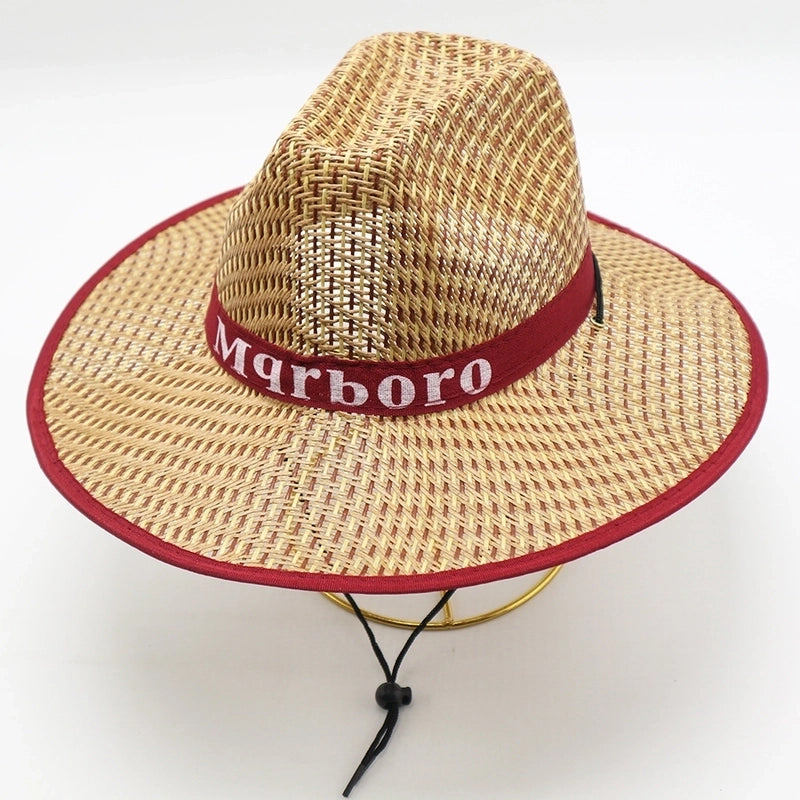 Men’s Minimalist Solid Color Big Eaves Straw Hat