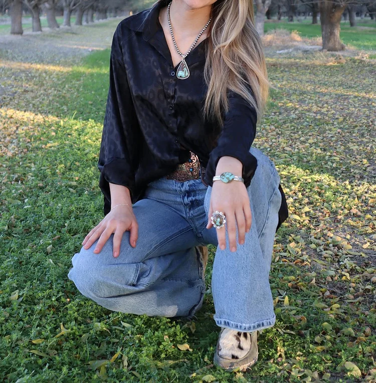 Women's  Black Leopard Print Shirt