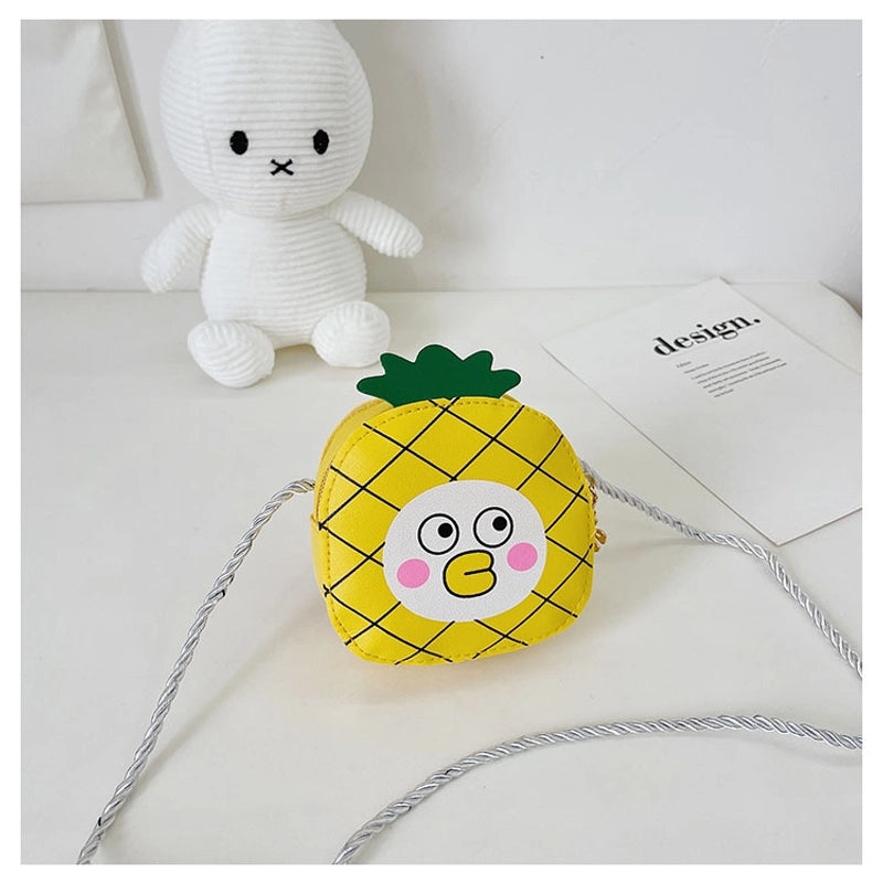 Girl’s Pu Leather Fruit Cute Round Zipper Circle Bag