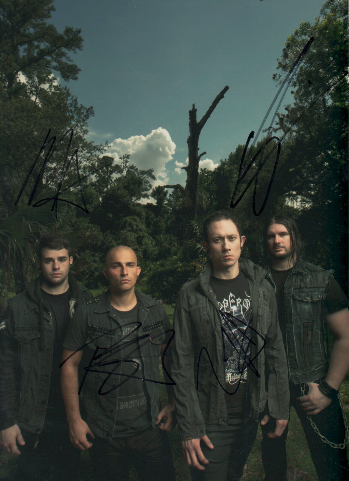 Trivium Band full signed 8x12 inch Photo Poster painting autographs