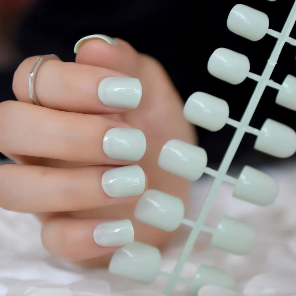 Pure Light Pink Artificial Nails Candy Short Full Cover Tips Easy DIY Acrylic False Nail Manicure Accessories Salon Product F28-Nail Inspo