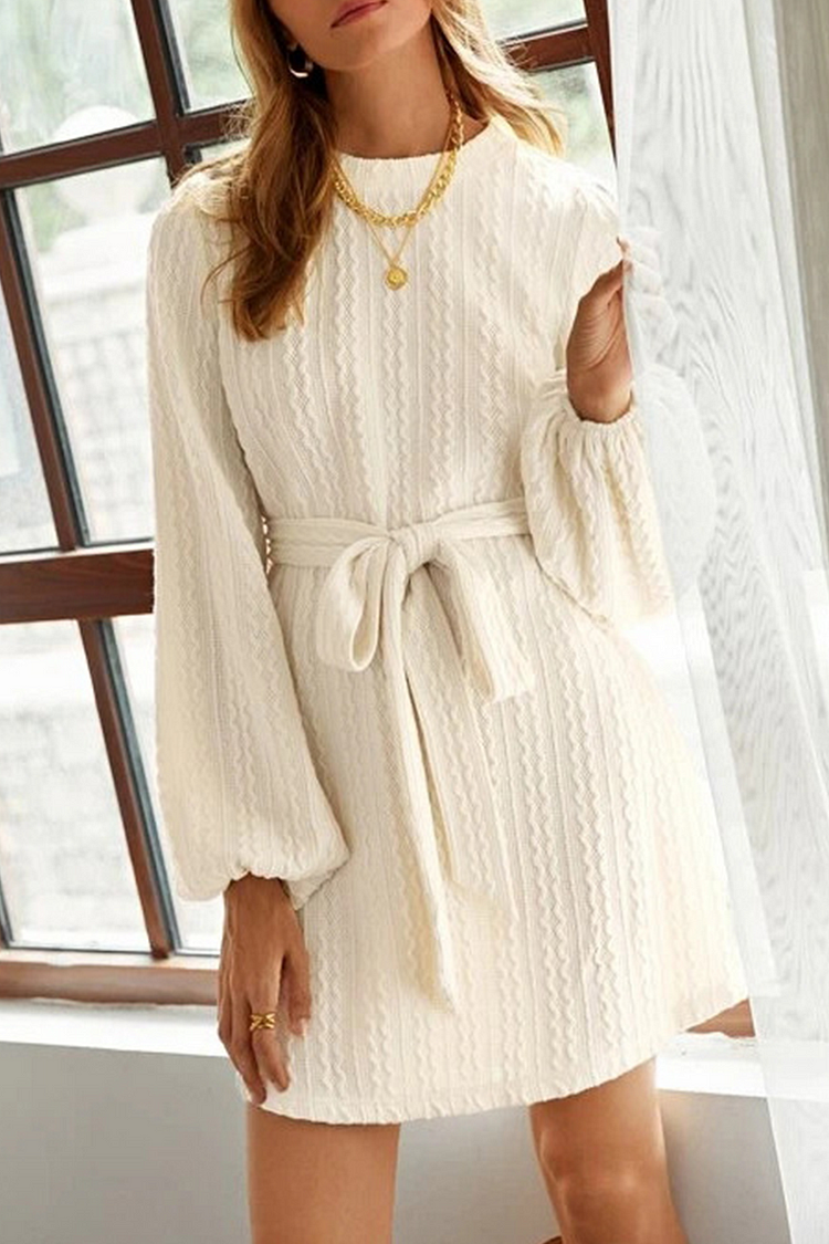 Casual Elegant Solid Split Joint With Belt O Neck A Line Dresses - Life is Beautiful for You - SheChoic