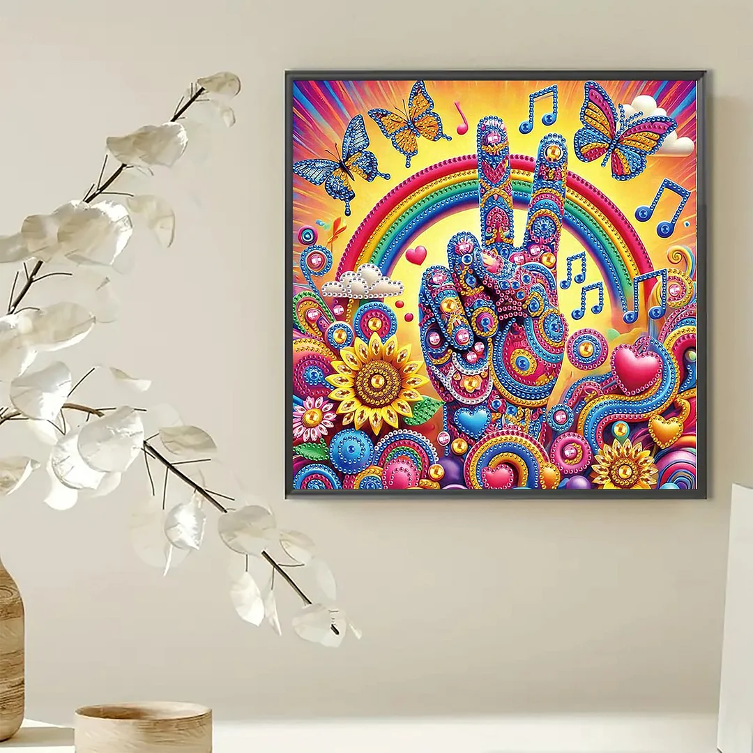 Diamond Painting - Partial Special Shaped Drill - Peace Hand(Canvas|30x30cm)