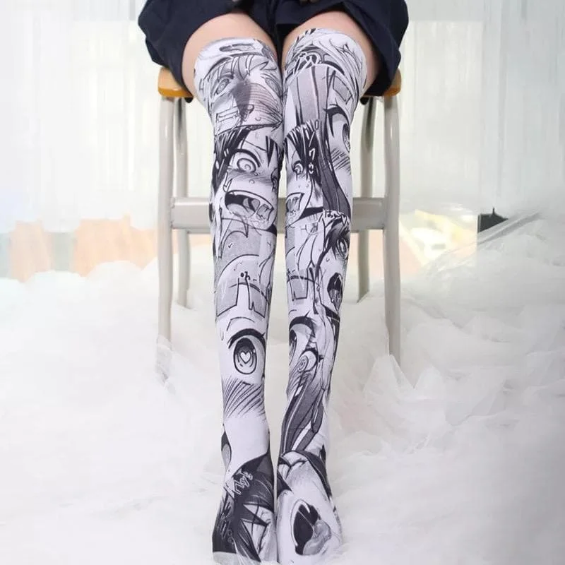 Kawaii Ahegao Velvet Long Socks S12686