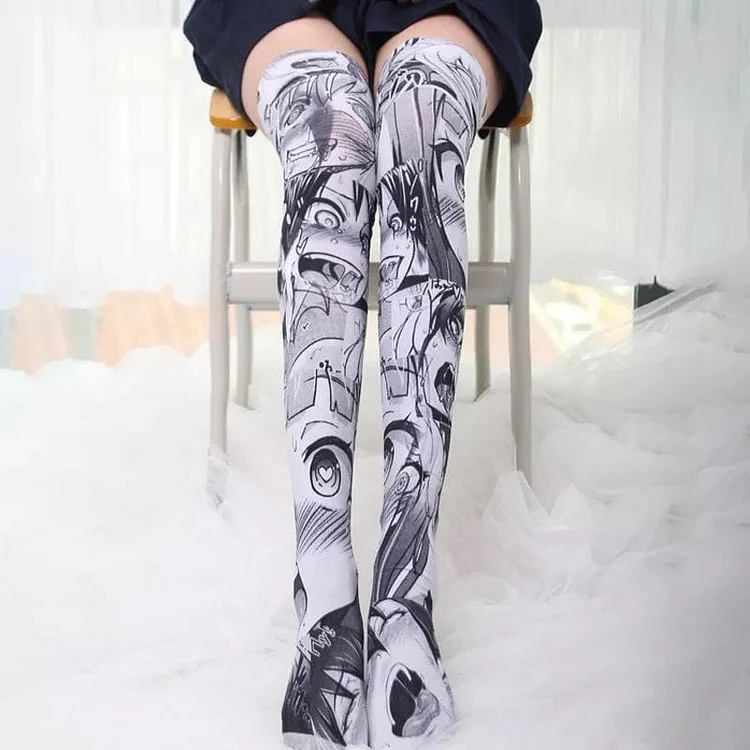 Kawaii Ahegao Velvet Long Socks S12686