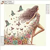 Diamond Painting-DIY Crystal Rhinestone Floral Butterfly Walking Lady