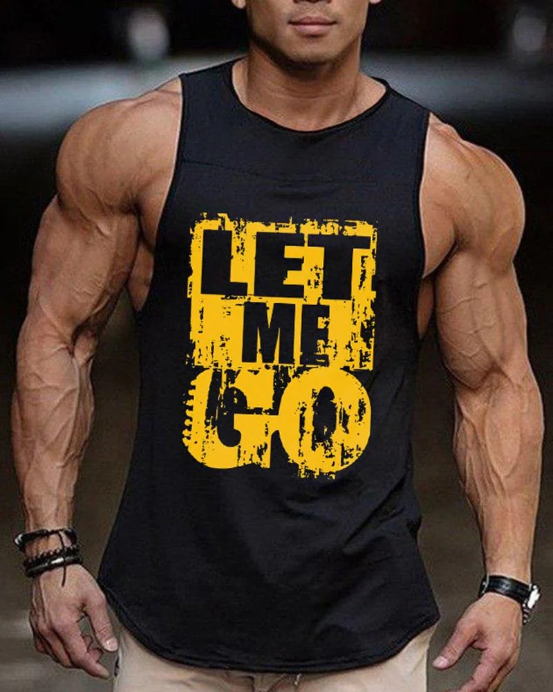 Men's Yellow Letter Printed Casual Vest