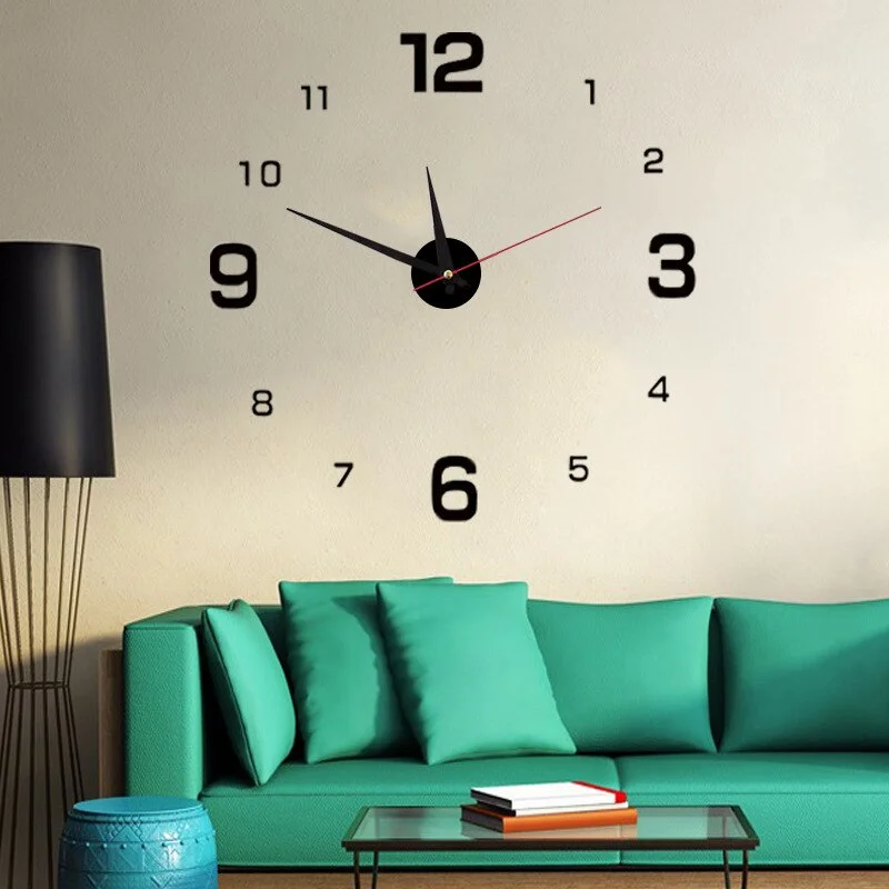 Sdrawing Wall Clock Luminous Frameless Wall Clocks DIY Digital Clock Wall Stickers Silent Clock for Home Living Room Office Wall Decor