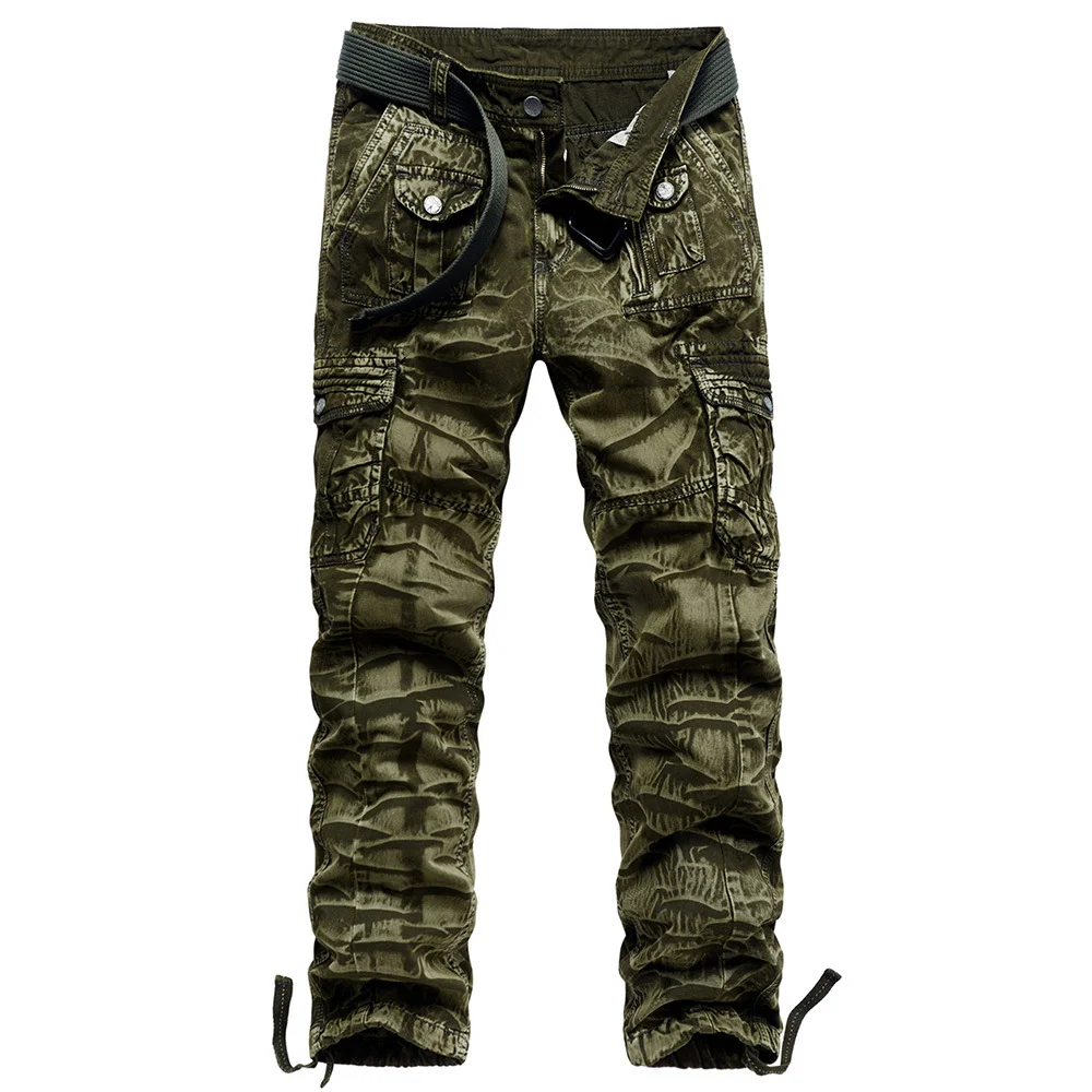 Outdoor multi-pouch washed straight overalls