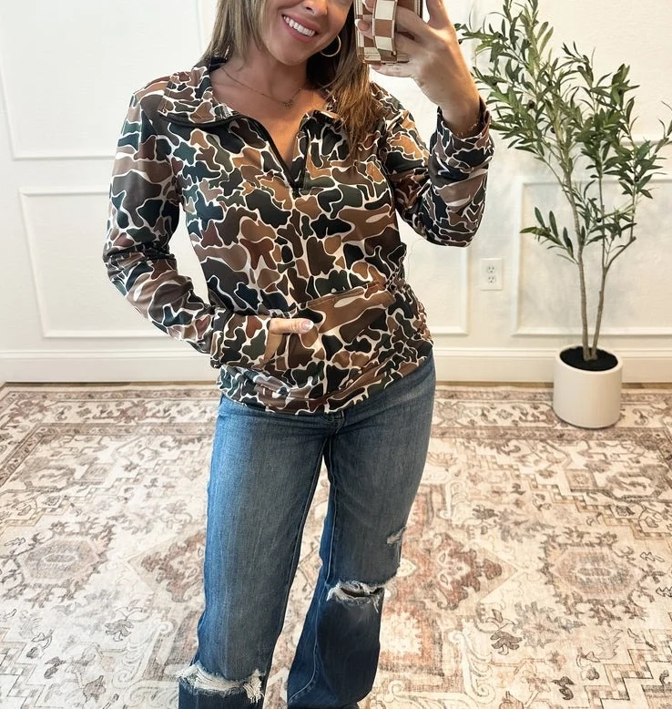 Duck Camo Quarter Zip Pullover