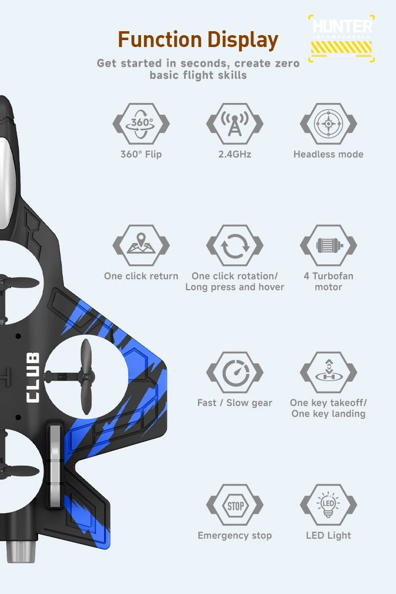 Tegooe Tegooe RC Stunt Glider for Kids - Durable EPP Foam Remote Control Airplane with 24G System