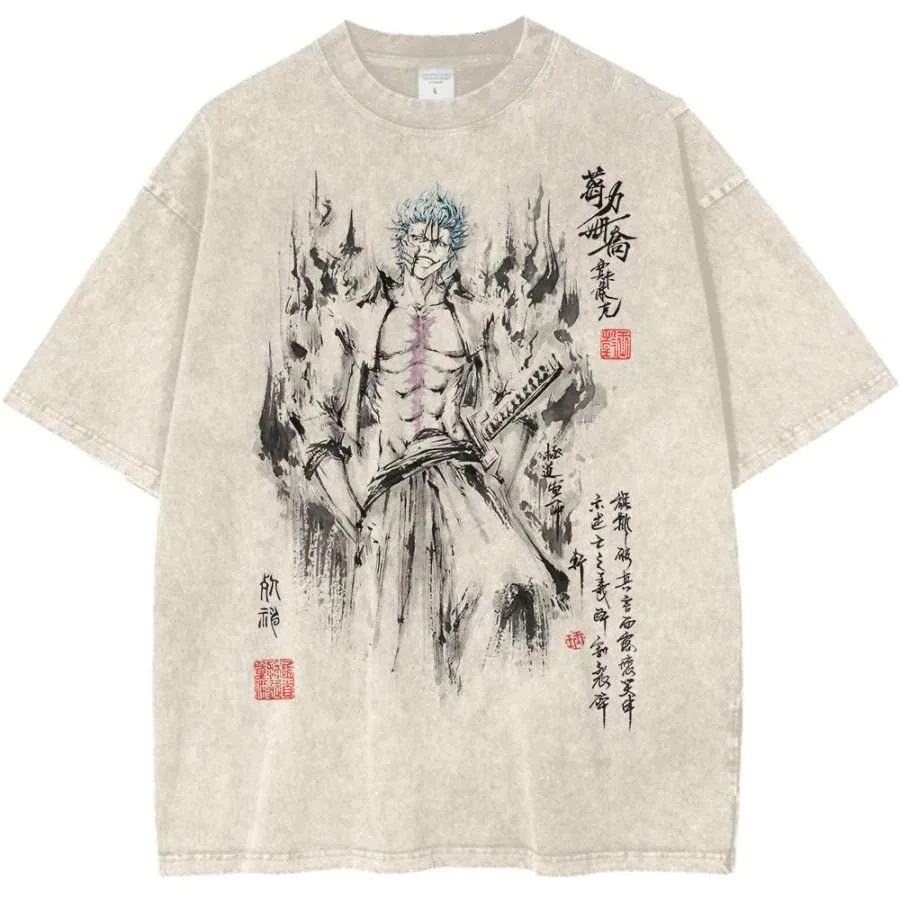 Grimmjow Jaegerjaquez Bleach  Printed Men's Washed T-Shirt