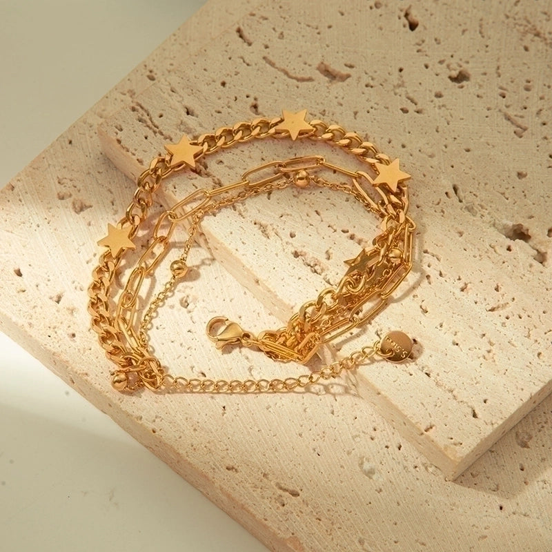 Sweet Shiny Star 304 Stainless Steel Gold Plated Bracelets In Bulk