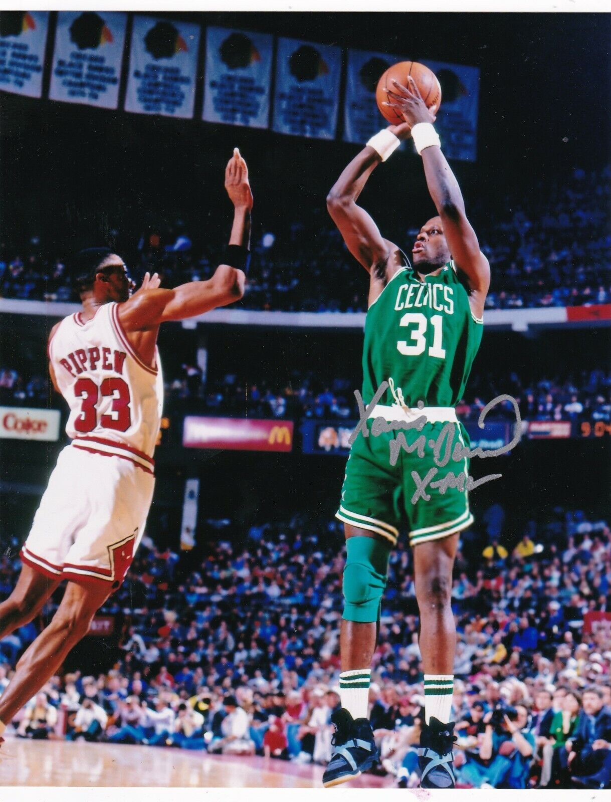 XAVIER MCDANIEL BOSTON CELTICS ACTION SIGNED 8x10