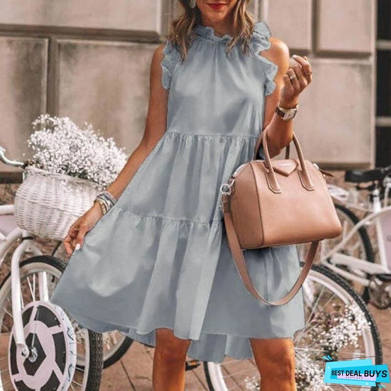 Elegant Butterfly Sleeveless Mini Dress Summer Colorful Dot Print Women Beach Sundress Retro Casual O-Neck Party Dress Vestidos