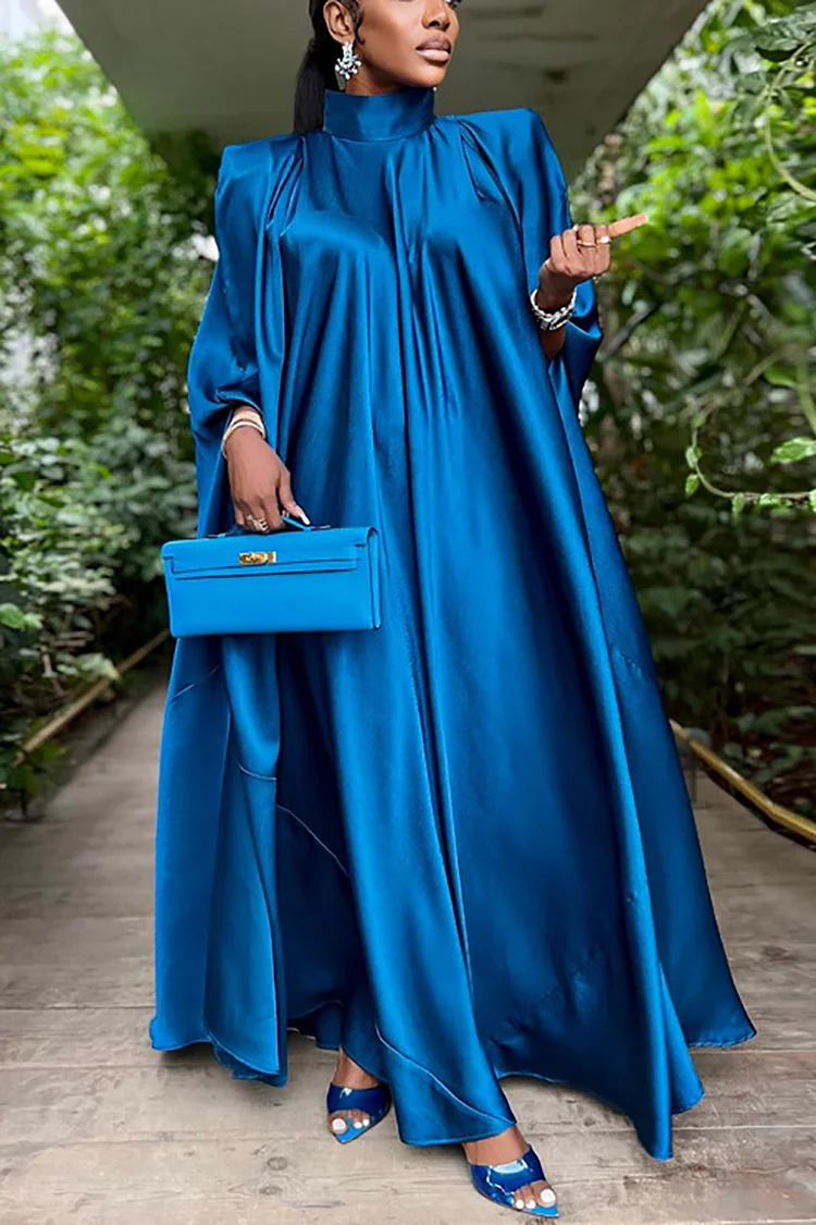 Plus Size Semi Formal Dress Magenta Solid One Shoulder Split Sleeve Maxi  Dress