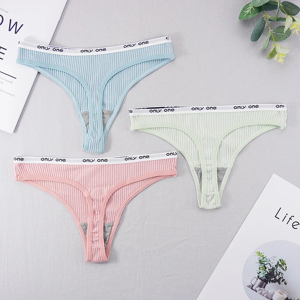 Billionm Sexy Panties for Women Thongs Bikini Ladies Lingerie Underwear Cotton Breathable Sporty Thread Letter Low Rise T Back