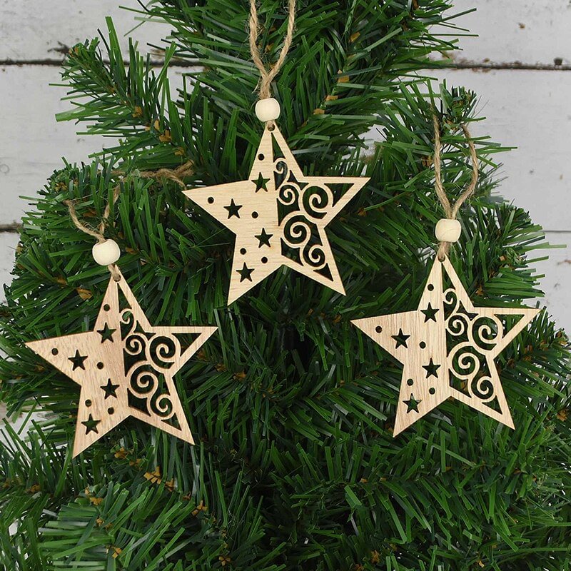 3pcs Vintage Christmas Wooden Pendants Ornaments DIY Wood Craft Christmas Decorations Christmas Tree Hanging Ornaments Gifts